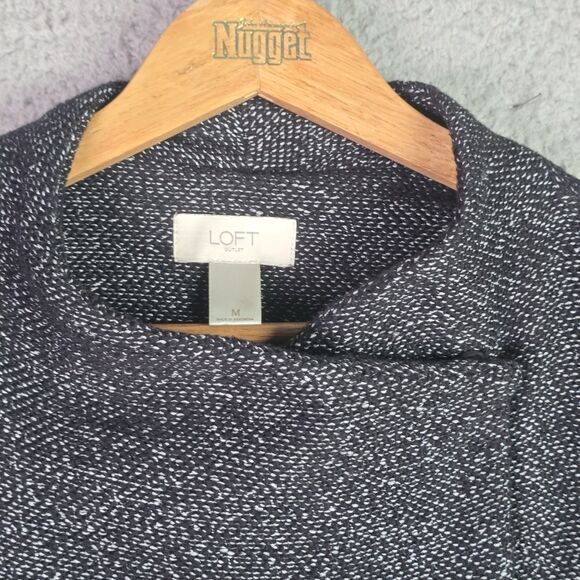 Loft Tweed Double Breasted Gray Crop Jacket Blazer Medium Trendy Structured - Picture 10 of 15